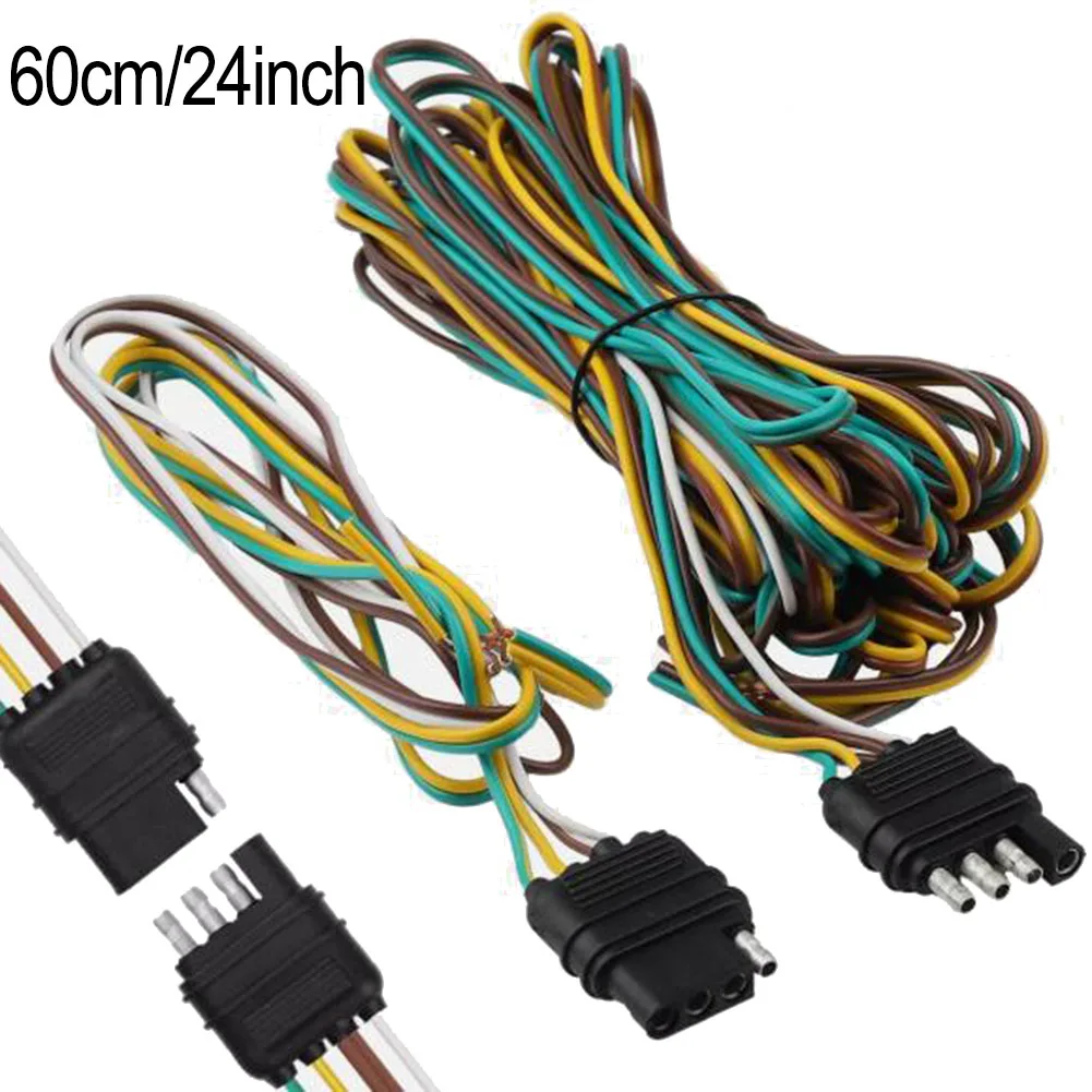 Extended Length Cable 4-Hole SAE Adapter Secure 4-Pin Connection Wishbone Style Design Ample Reach For Trailers Trailer Setup