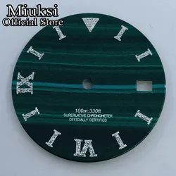 Miuksi 29mm green watch dial fit NH35 movement fit 3 o'clock crown 3.8 o'clock crown