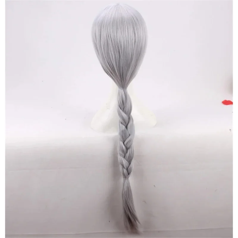 f,5.g'6j/8, Pelucas de cabello sintético para cosplay de Sophie Hatter, 80 cm, trenzas largas, color gris plateado, + gorro para peluca 6;y'4f,9/x.