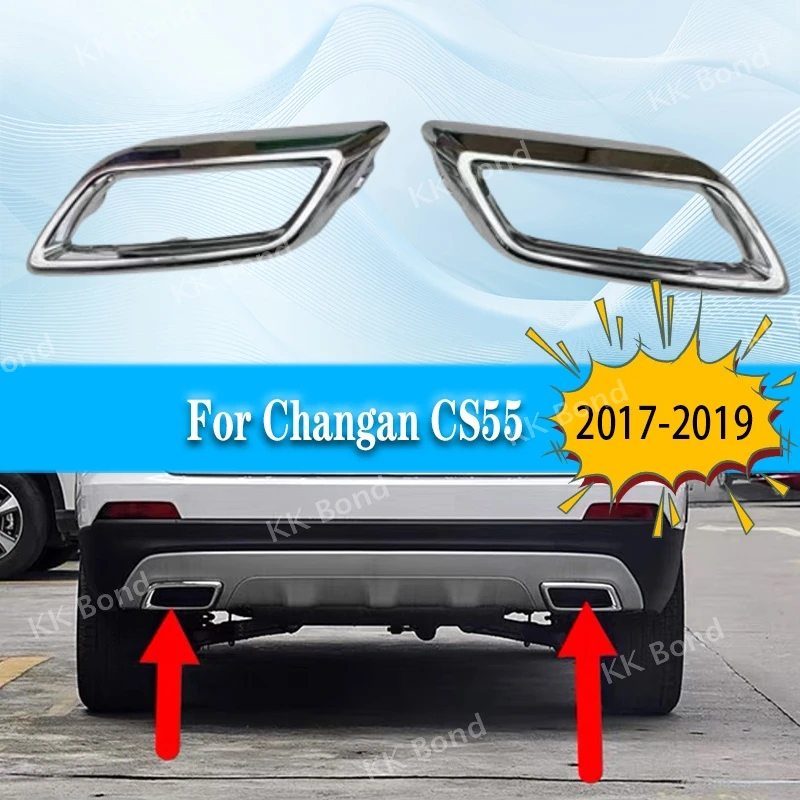 

For Changan CS55 2017 2018 2019 Chrome Rear Exhaust Muffler Tail End Pipe Decoration Cover Trim