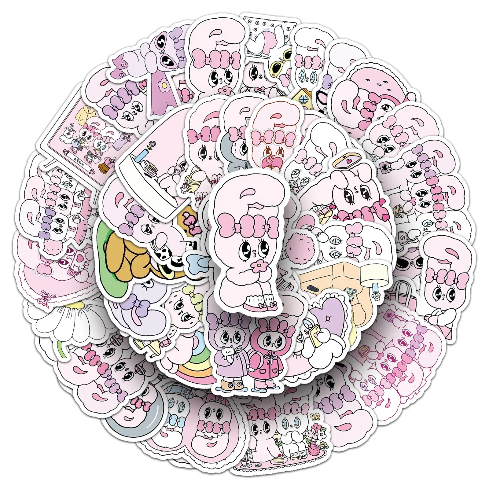 Autocollant de dessin animé avec Illustration de lapin Esther, étiquette Graffiti amusante pour téléphone portable, bagages, Skateboard, DIY bricolage, 50 pièces