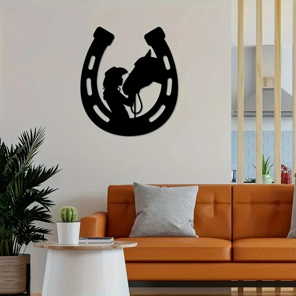 

CIFBUY Deco Girl and Horse Metal Sign Horseshoe Wall Hanging Decor Perfect Wall Art Decor Home Decor Holiday Gift Housewarming