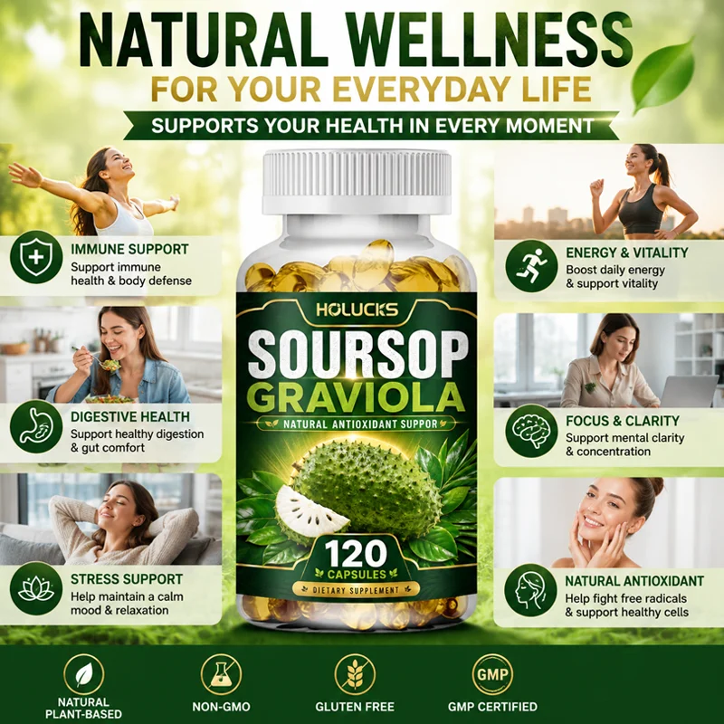Premium Soursop Graviola Leaf Capsules with Vit C Zinc Selenium, Support Digestion, Gut Comfort Skin Radiance, Vitality & Immune