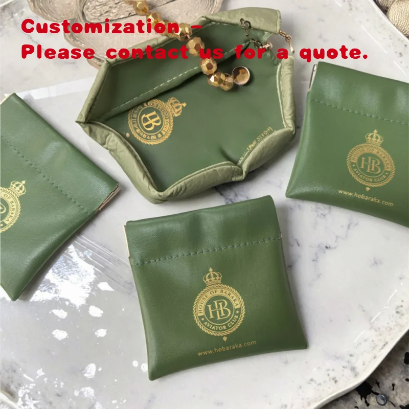 

custom.Custom PU Leather Squeezed Pouch Earrings Rings Necklace PU Travel Jewelry Bag Earphone Holder Squeeze Coin Purse