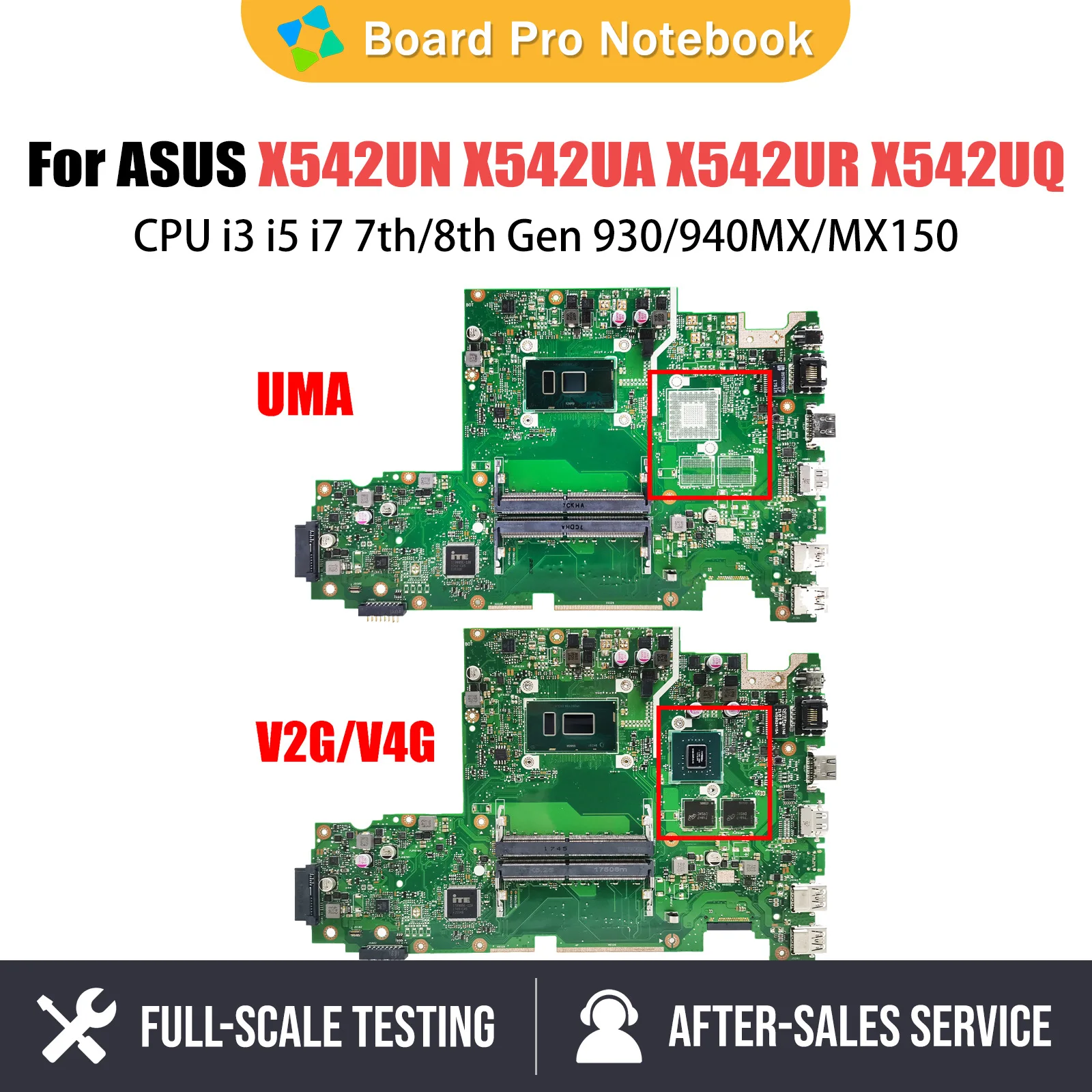 

X542UN Notebook Mainboard For ASUS X542UR X542URR X542UQ X542UF X542URV X542UA Motherboard i3 i5 i7 CPU UMA 930MX 940MX MX150