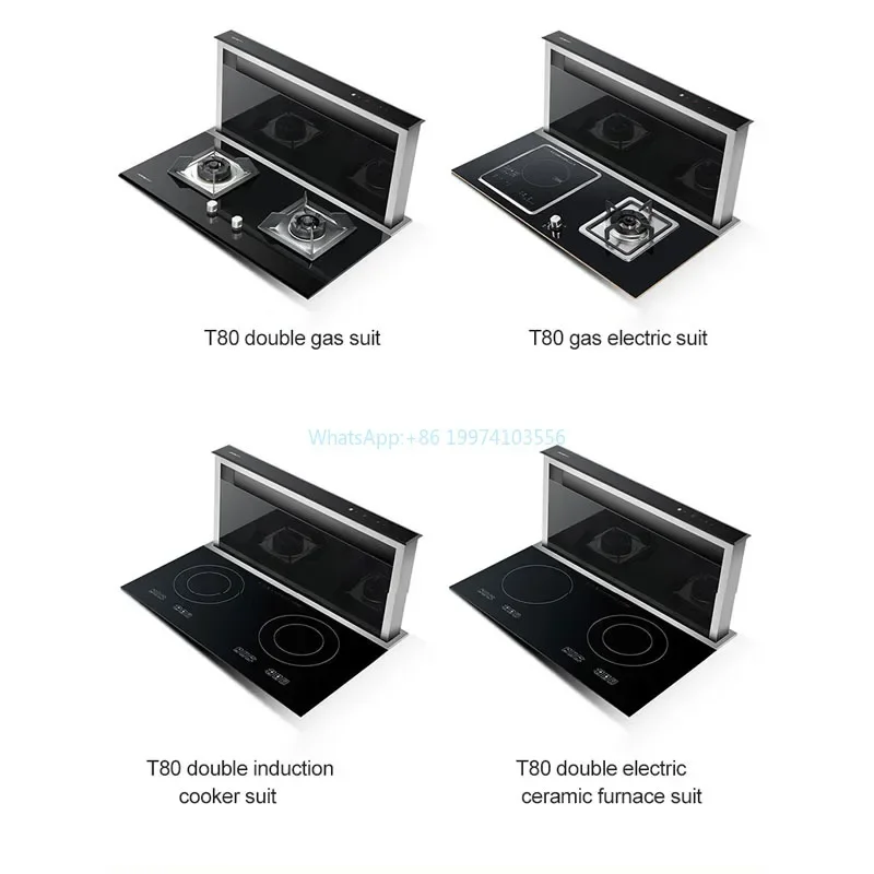 

Stealth Lifting Split Integrated Stove Embedded Side Range Hood Gas Stove Set Environmental Protection Stove SS Chimney Electric