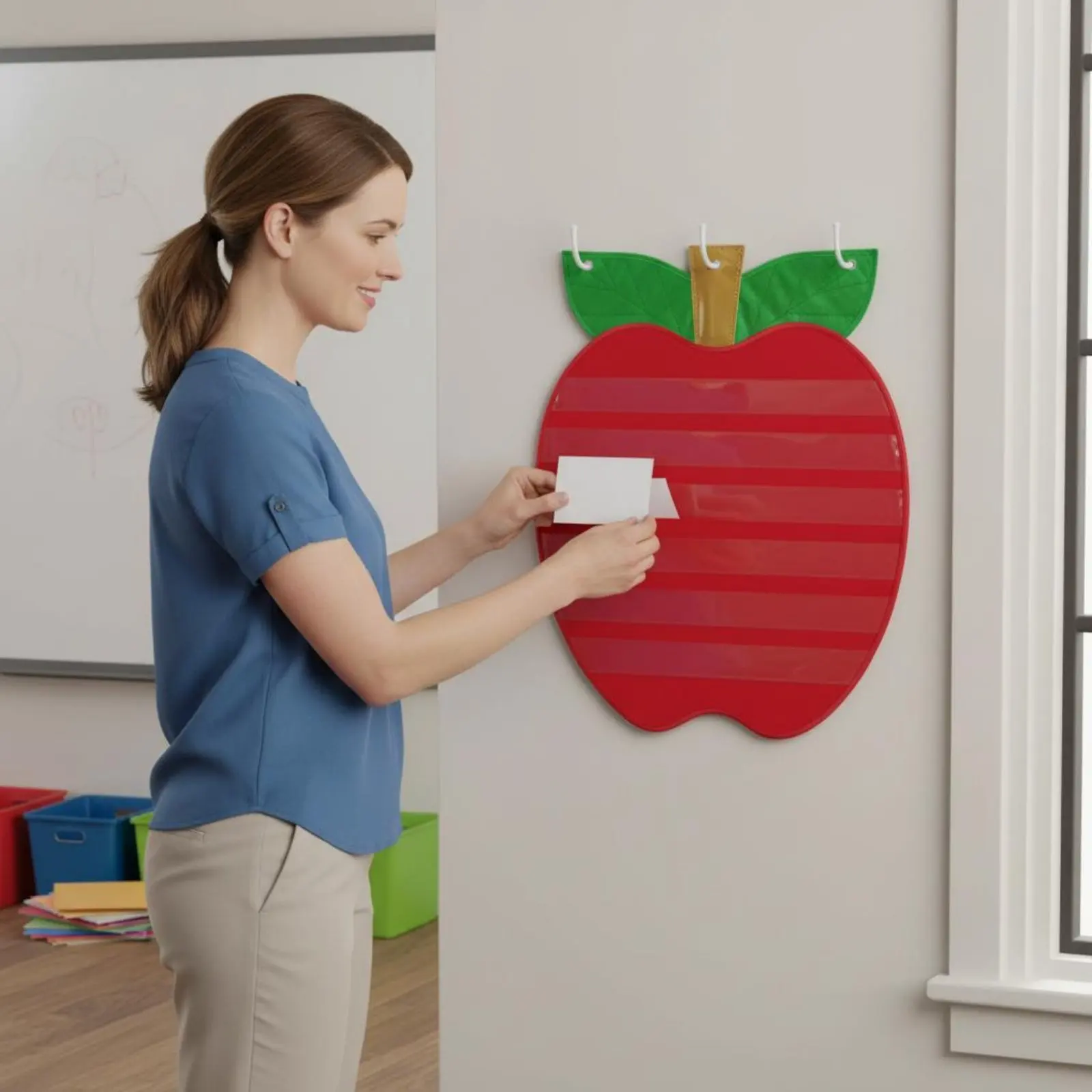 Fruit Pocket Chart Decorative Sentence Strip Pocket Chart Fruit Shaped Learning Board Long-Lasting Teaching Aid for Educators
