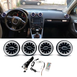 Car LED Front Dashboard AC Air Condition Vent Outlet Turbo Interior Trim For Audi A3 8P 2004-2011