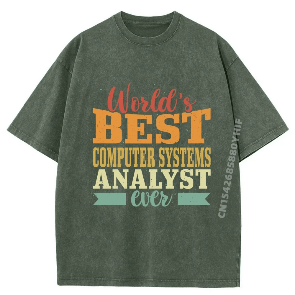 

Tops Tees Oversized Luxury Designer Mens T Shirts Retro Motif Worlds Best Computer Systems Analyst Crazy Retro Washed Tee Shirt