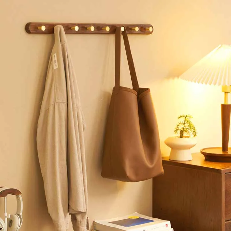 Black Walnut Solid Wood Clothe Hanger Portable Space Saving Hangers on Wall Multifunctional Bags Clothes Organizer Accessories