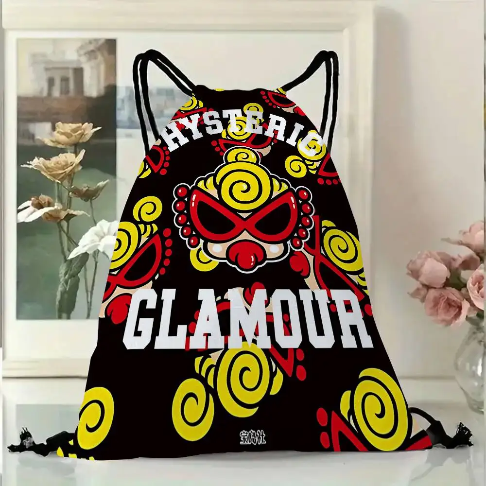Japan Fashion H-Hysteric M-Mini Drawstring Bags Sports Backpack Gym Sackpack Water Resistant String Bag For Cycling