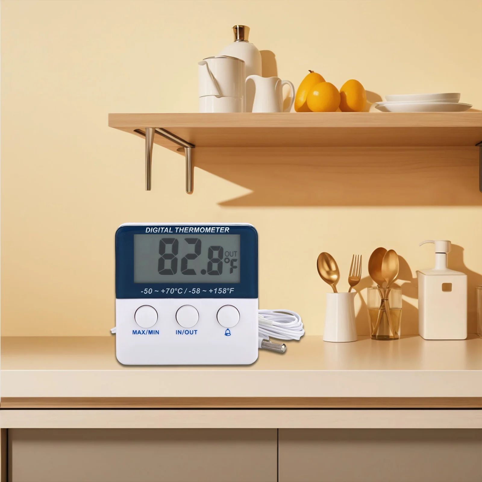 Electronic Alarm Thermometer Digital Fridge Thermometer Fridge Compact Size Easy To Use User-friendly Large Display