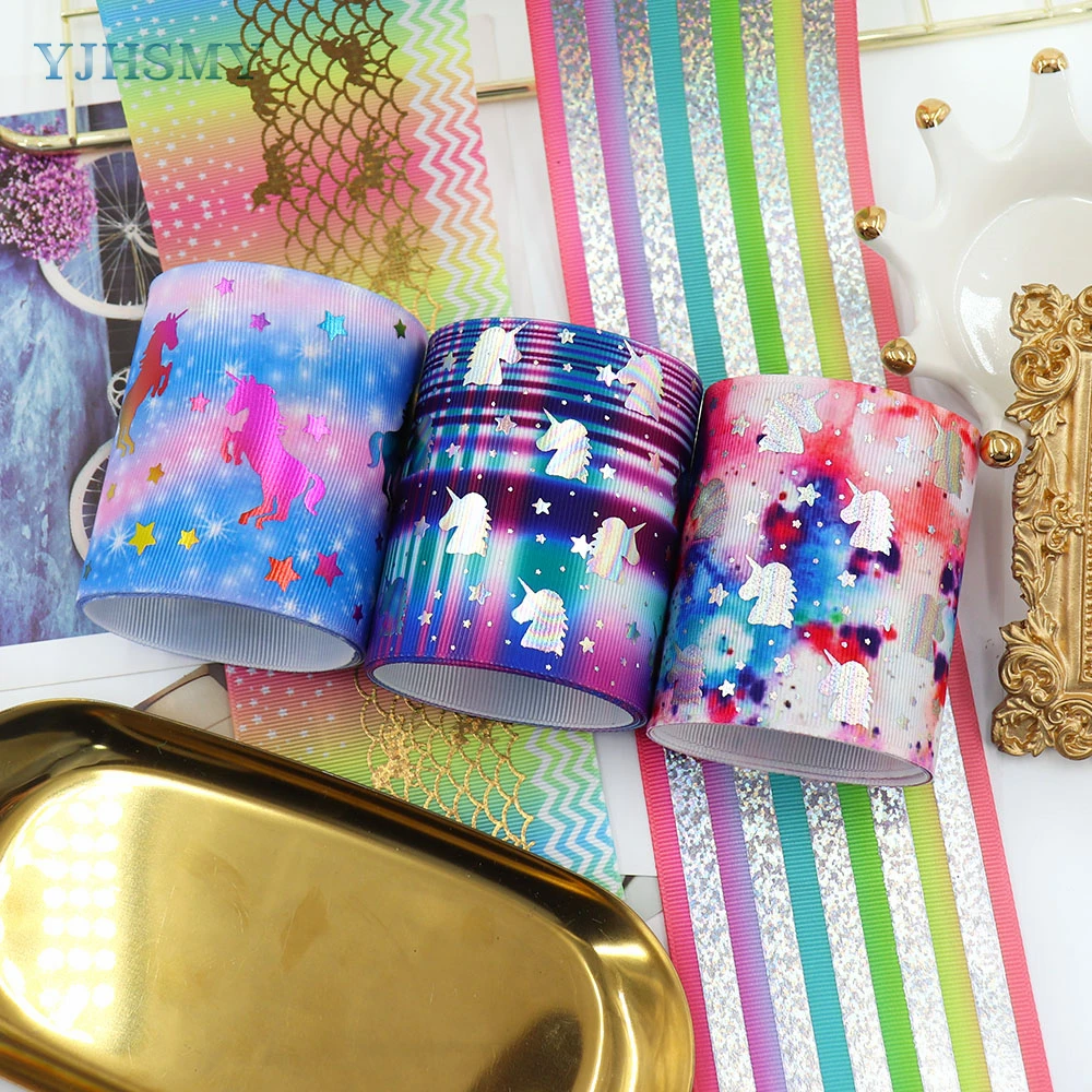 Gold Foil Cartoon Printed Grosgrain Ribbon 3\