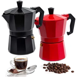 Aluminum Moka Pot 300ml Authentic Italian Espresso Coffee Maker for Stovetop Home Outdoor Black Red Coffee Moka Pot