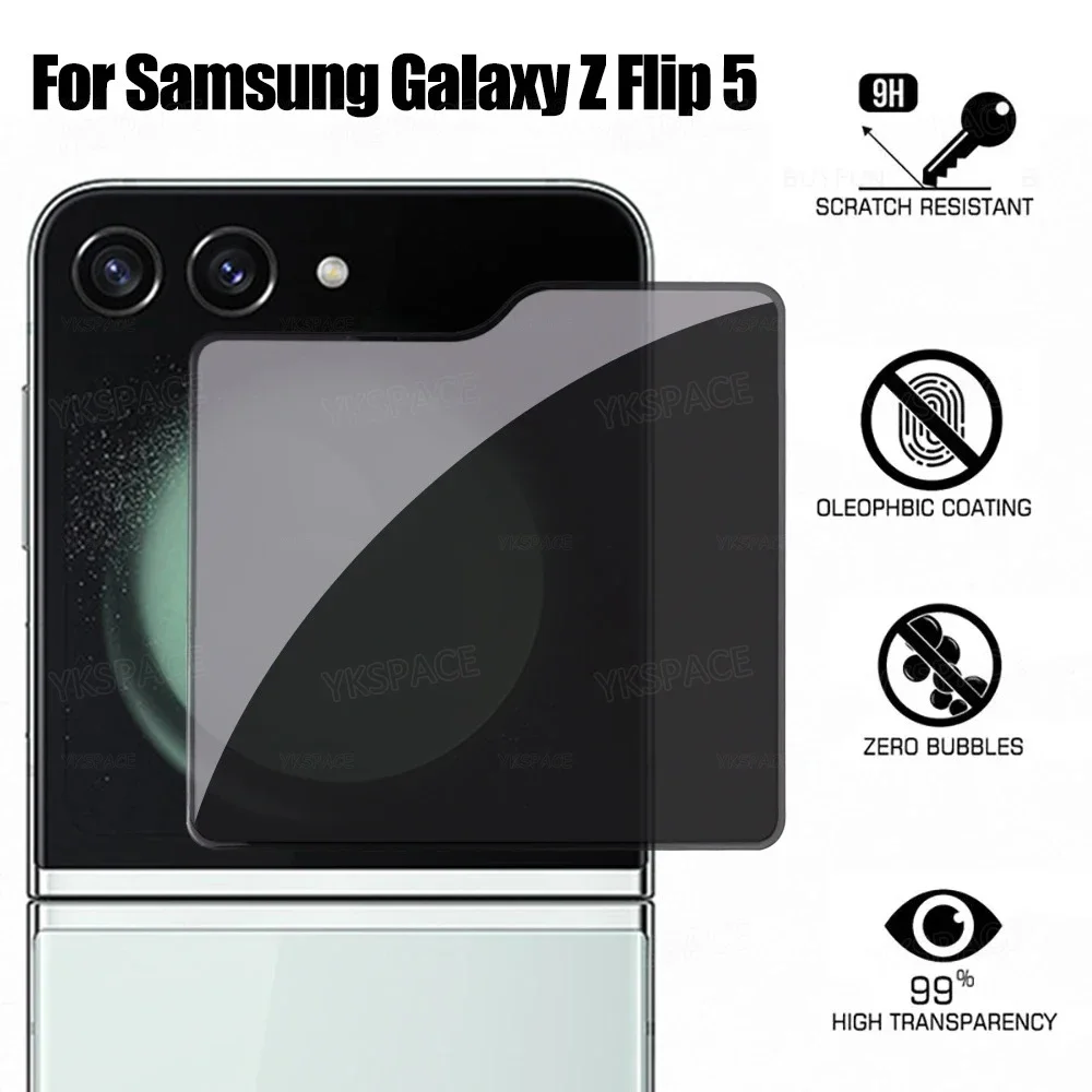 Privasi Anti-Spy kaca Tempered eksternal dalam lembut EPU Hydrogel Film untuk Samsung Galaxy W24 W23 Z Flip 6 5 4 3 pelindung layar