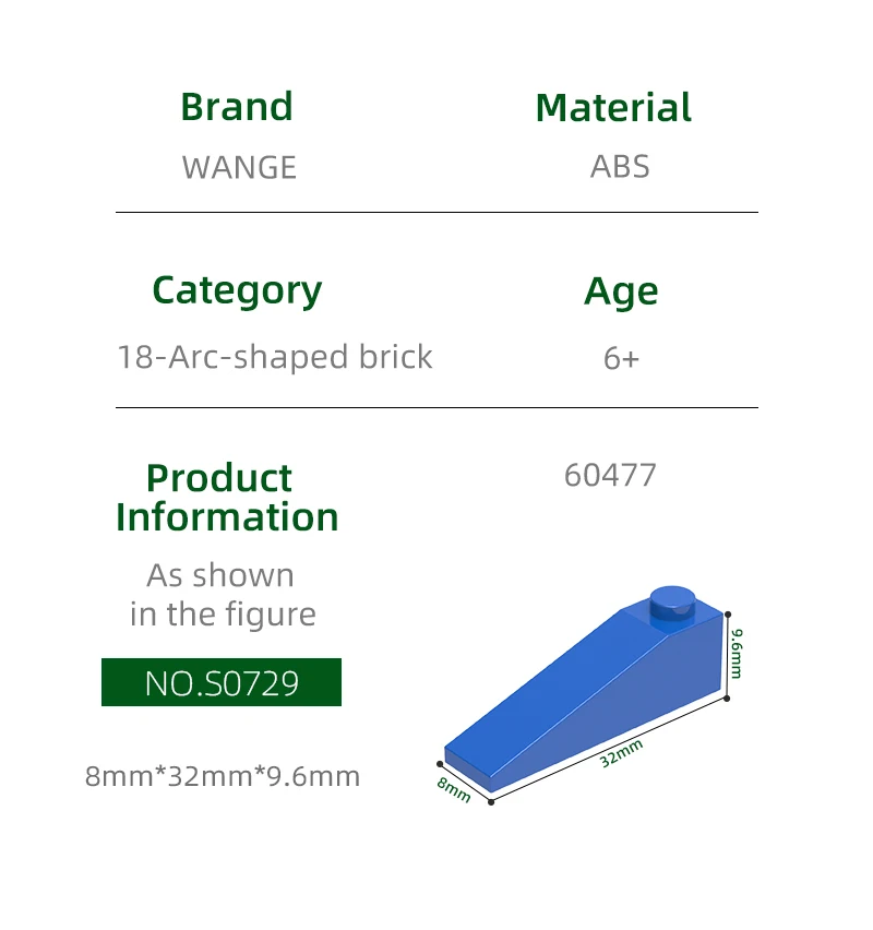 Wange 92Pcs/lot Slope 18°4x1 Roof Block Moc Color Accessories Compatible with 60477 Brick DIY Children\'s Toy Assembly Parts