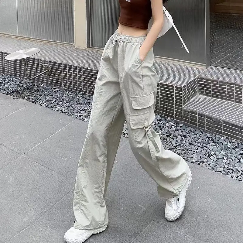 

Мешковатые брюки для женщин, широкие брюки-карго, удобные эластичные эластичные классические тенденции, повседневные женские брюки среднего размера 2023 года