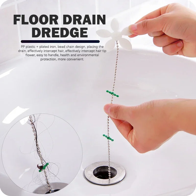 

1 Pc Drain Hair Catcher Flower Sewer Sink Cleaning Chain Strainer Dredge Tool Bathroom Shower Cleaner Household Accessories