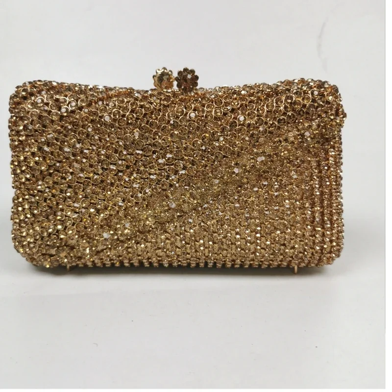 

Metal Crystal Woman Toted Clutch Bag Elegant Wedding Bridal Cocktail Gala Evening Purse Dinner Party Prom Diamond Handbag