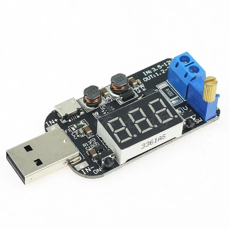 Current USB Micro USB Adjustable 5V to 9V 12V 18V 24V Buck-Boost Power Supply Voltage Regulator Module LED DisplayT1