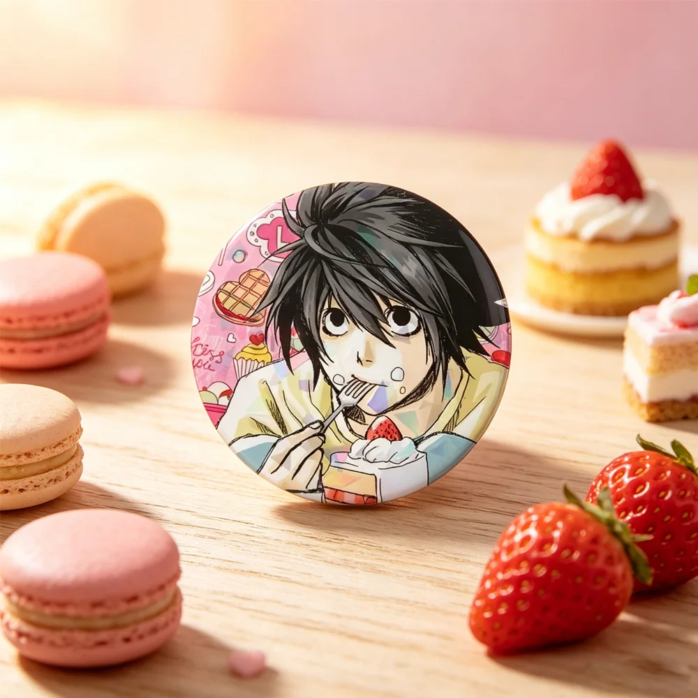 Japanese Anime Death Note Pins Handmade Round Brooches L Cosplay Badge Backpacks Jewelry Gifts