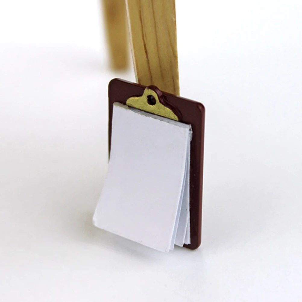 

2 Pcs Simulated WordPad Dollhouse Miniatures Accessories Care Adornment Alloy Clipboard Model Stuff Baby Writing Toy