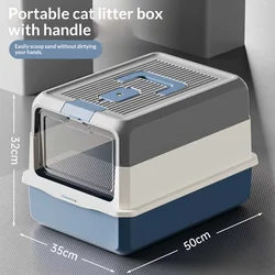 Caja de arena cerrada extra grande para gatos, antisalpicaduras