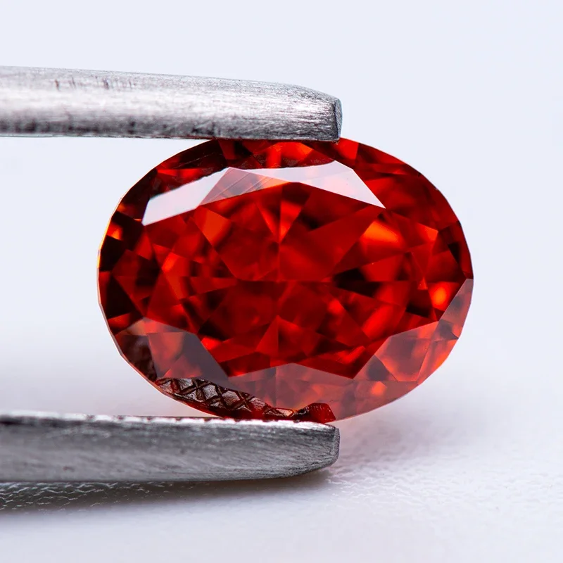 

NEW Cubic Zirconia Gemstone 5A Grade 4k Crushed Ice Cut Red Color Oval Shape Lab Synthetic Cz Stone for High Quality Jewelry Mak