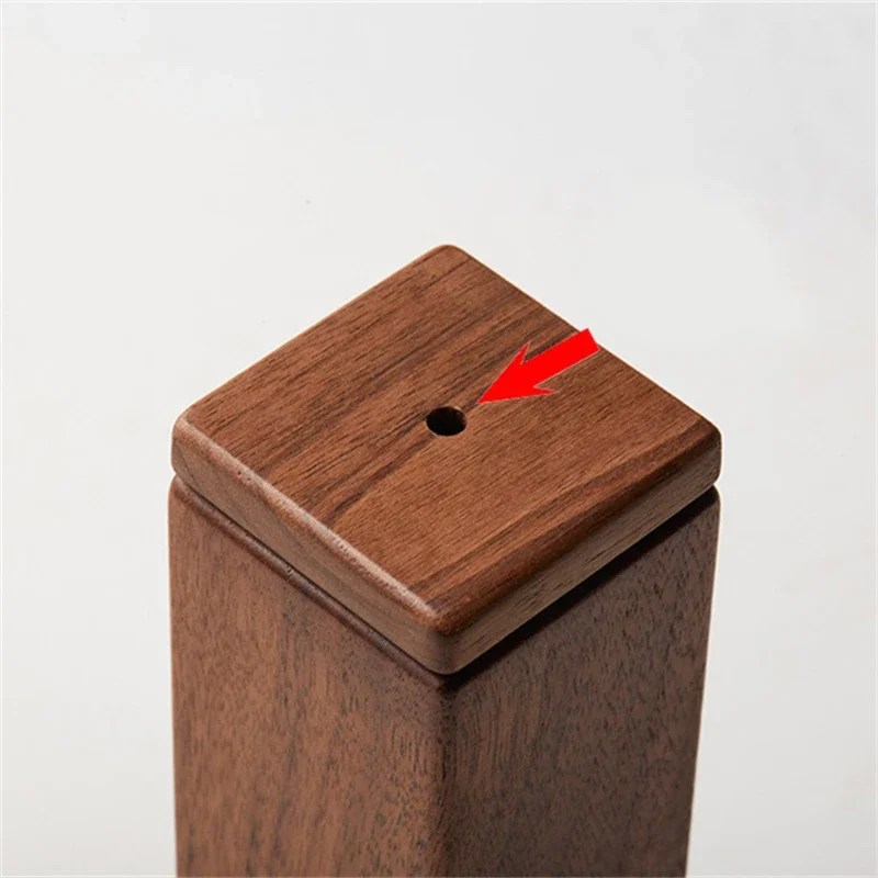 Toothpick Box Black Walnut Wood Home Wheat Straw Toothpick Holder Container Portable Pop-Up Toothpick Dispenser