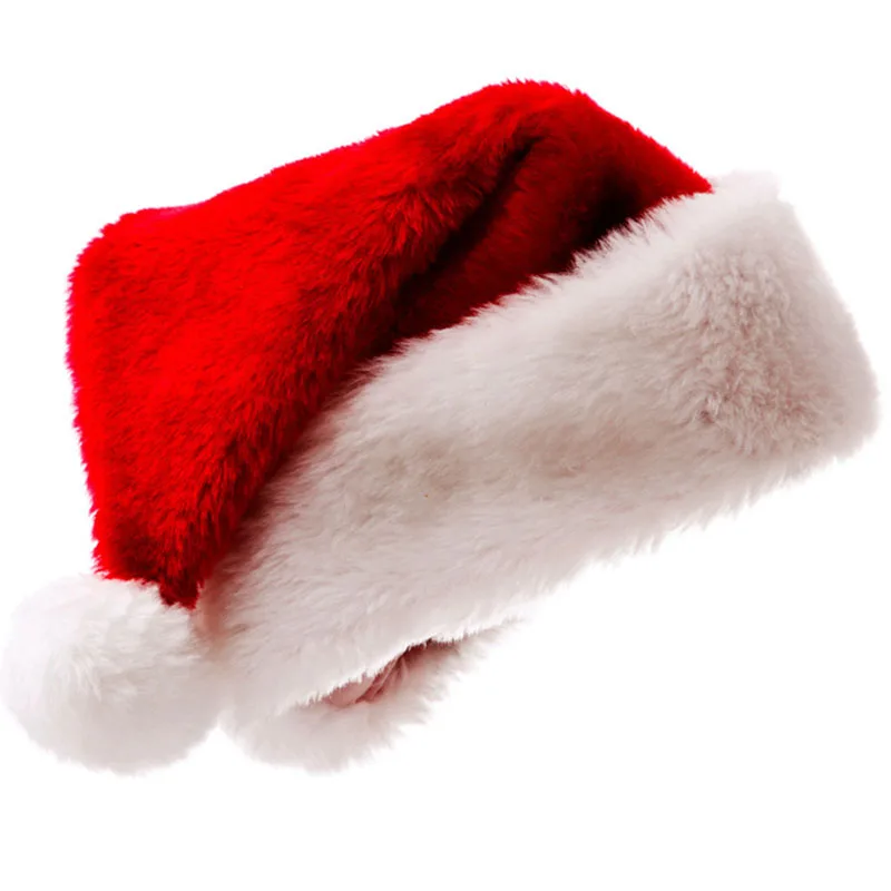 Christmas Hat Santa Hat with Comfort Lining Plush Brim Hats for Adults Xmas Party Santa Claus Costume Unisex for adult kids