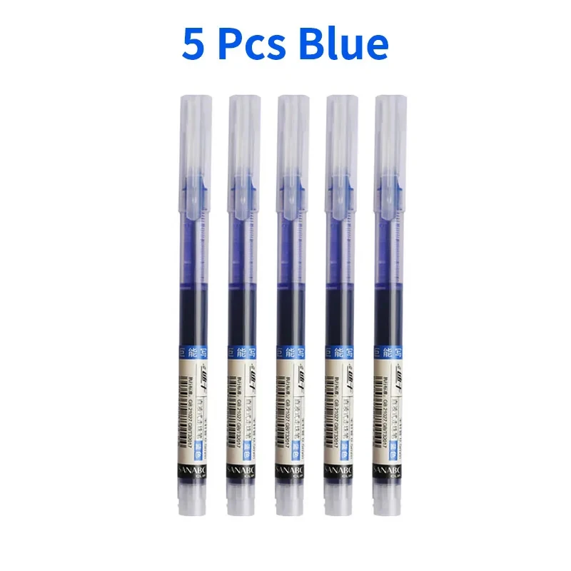 3-5 stuks rechte vloeibare gelpen sneldrogend, grote capaciteit 0,5 mm zwart blauwe inkt voor schrijven school kantoorbenodigdheden