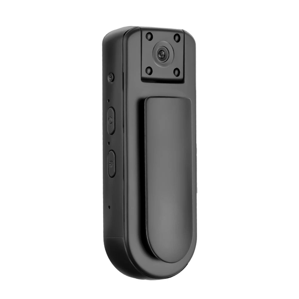 كاميرا Bodycam يمكن ارتداؤها بدقة 1080 بكسل 180 °   عدسة قابلة للدوران واي فاي كاميرا فيديو شخصية صغيرة محمولة مع تسجيل الصوت والفيديو