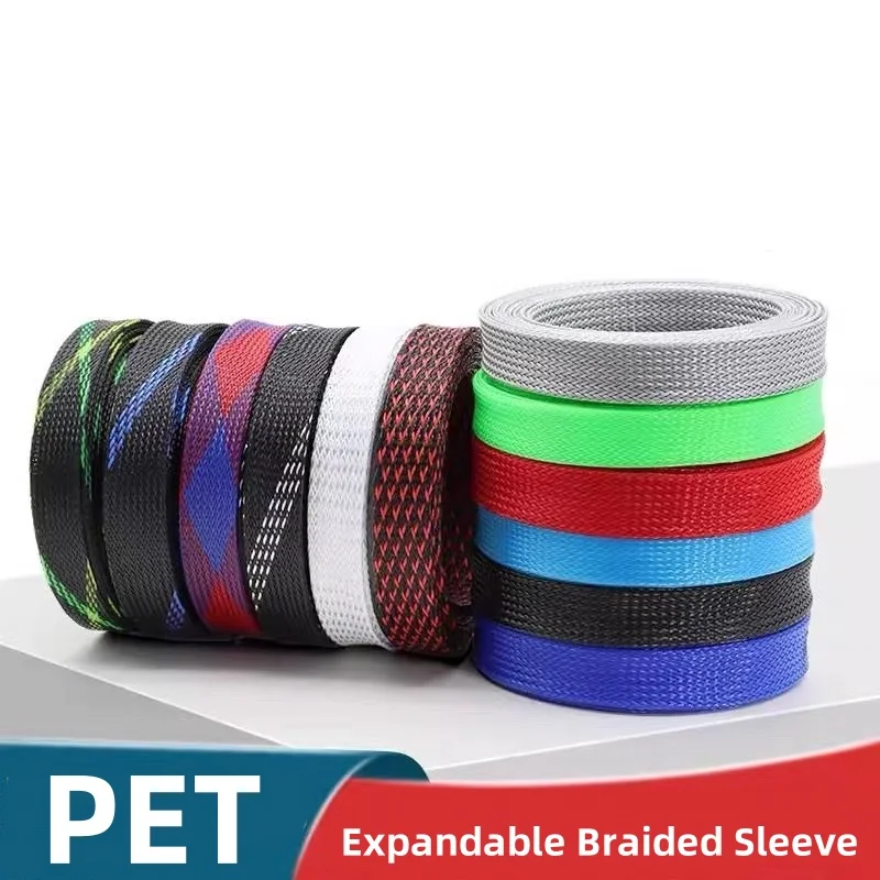 5M New Tight High Density PET Expandable Braided Sleeve 2 4 6 8 10 12 14 16 18 20 25 30 40mm Wire Cable Insulated Protection