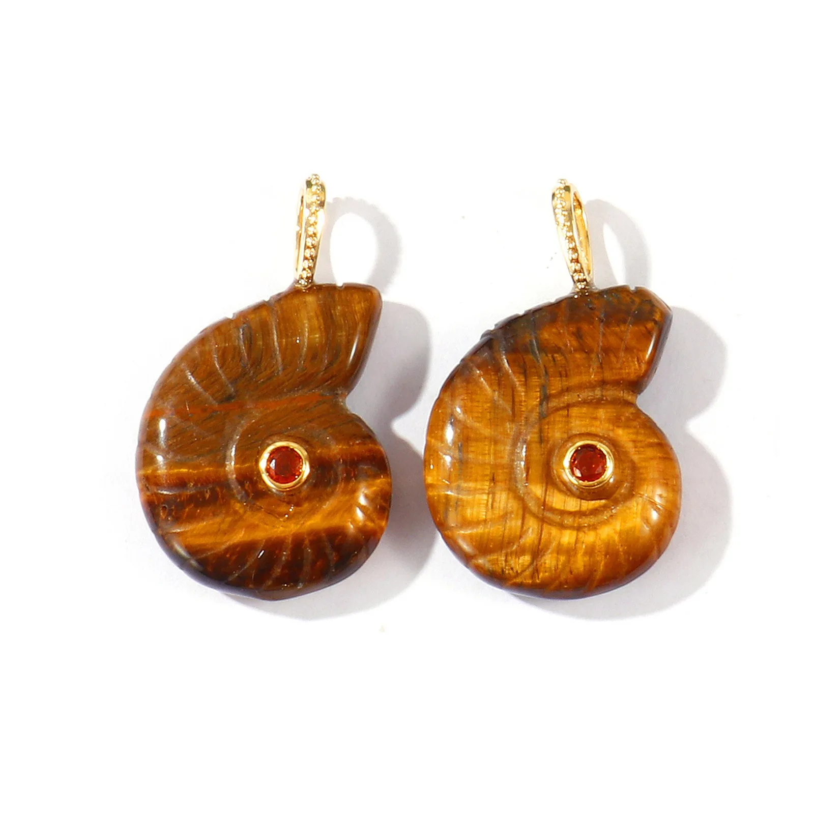 2pcs Charms Ocean Conch/ Sea Snail Multicolor Stone Brass 18K Gold Plated Pendants DIY Necklace Earrings Jewelry Making26mmx21mm