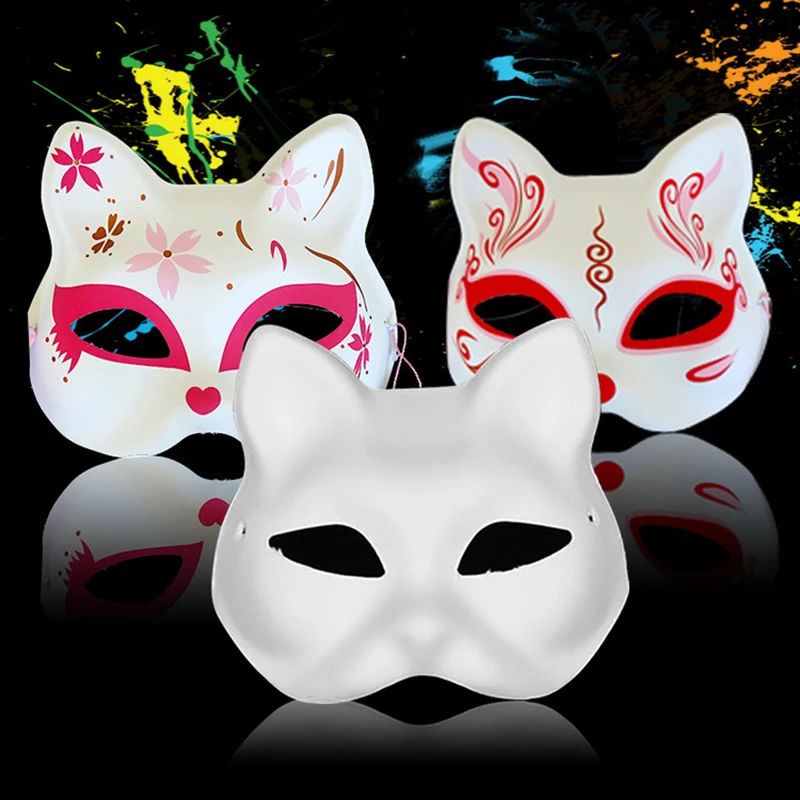 5pcs Masquerade Masks Party DIY White Cat Masks Blank Mask Animal Half Facemasks Masquerade Cosplay Party Decoration Supplies