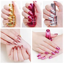 Mirror Effect Metallic Nail Polish Purple Rose Gold Silver  Nail Art Polish for Nails Manicure Lacquer Decoration