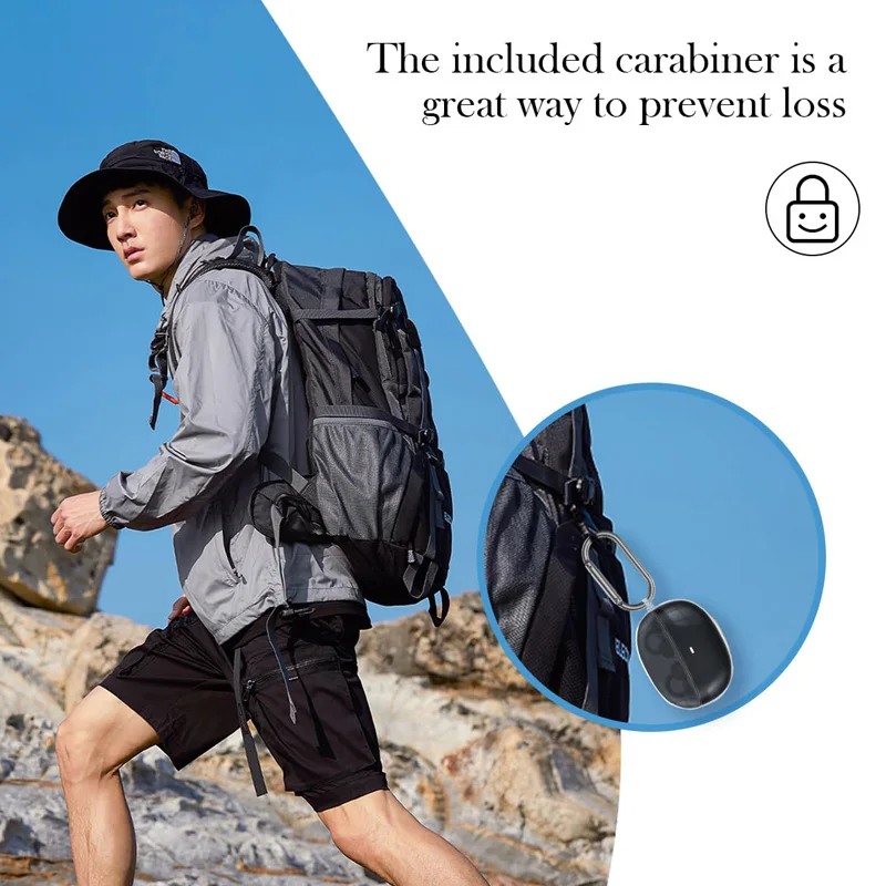 Clear Case for Baseus Bowie MC2 Clip-On Earbuds Shockproof Soft Slim TPU Protective Cover Accessories Earphones with Carbiner view 5