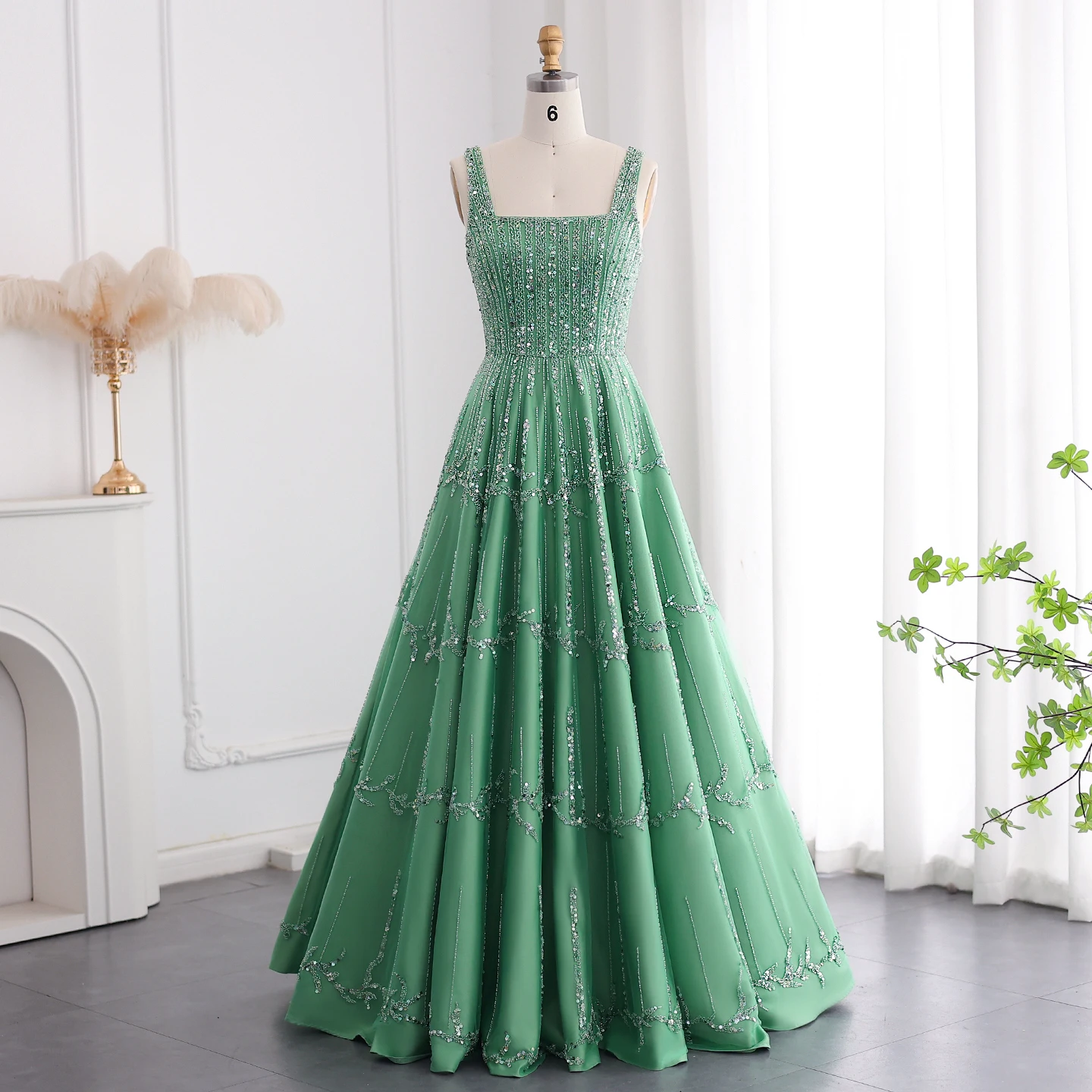 dresses for engagement party women Light Blue A-Line Empire Waist Long Bridesmaid Dress WB017 – winkbridal