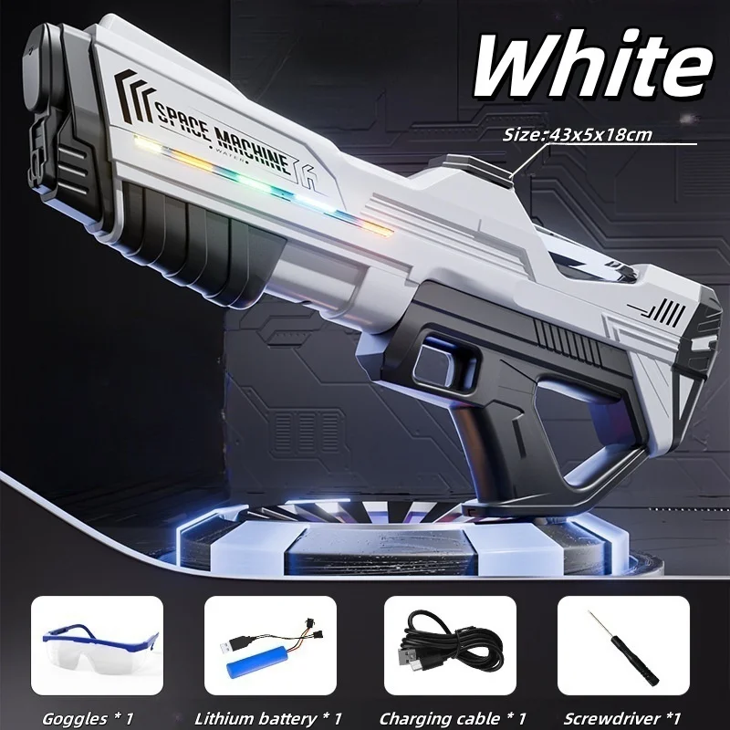 مسدس مياه كهربائي عالي السعة مسدس مياه أوتوماتيكي بالكامل مصباح LED مضيء للصيف في الهواء الطلق لعبة اللعب على الشاطئ هدية #6