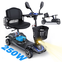 Ease 3 4-Wheel Mobility Scooter, 250W Motor, 12.4-Mile Range, 10° Climb, 288Wh Battery, Anti-Slip Wheels, Foldable & Adjustable