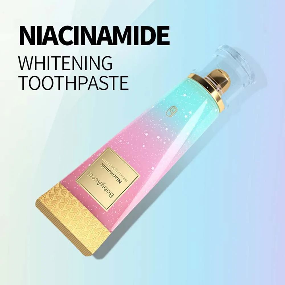 

100 г отбеливающая зубная паста с ниацинамидом, зубная паста с блестящей улыбкой, не содержащая фторида, освежает дыхание для здоровых и белых зубов