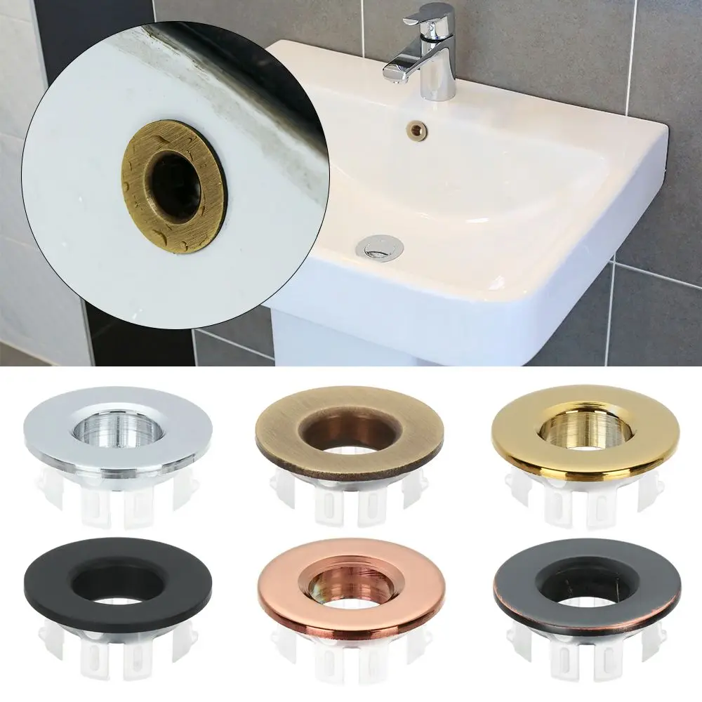 Round Hole Overflow Cover For Bathroom And Kitchen Washbasin Faucet Sink Basin Brass Gold Overflow Insert Replacement Accessory