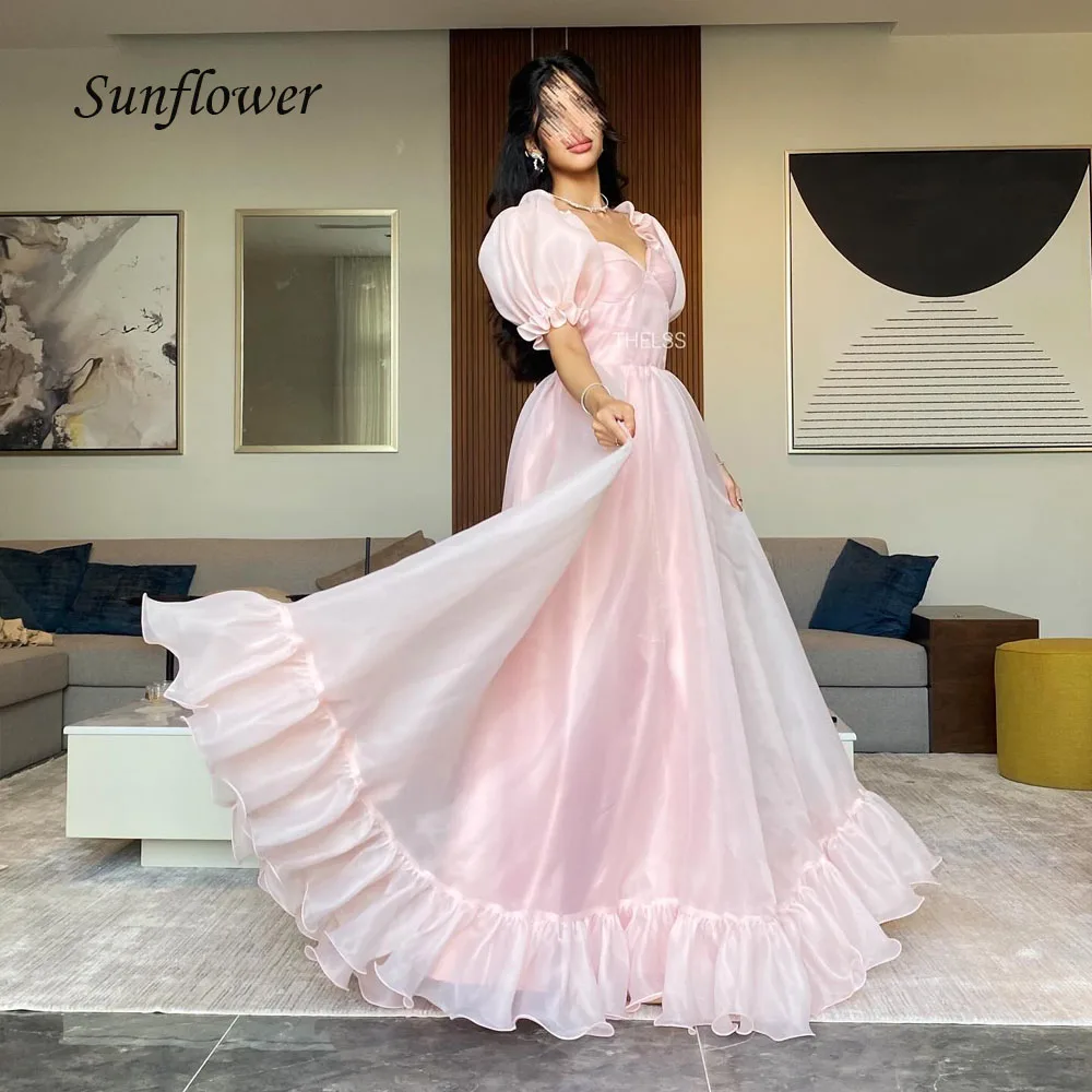 

Sunflower Pink Sweetheart A-LINE Prom dress Princess dress 2024 Slim Organza Ocassion Gown Floor-Length Formal Evening Dress