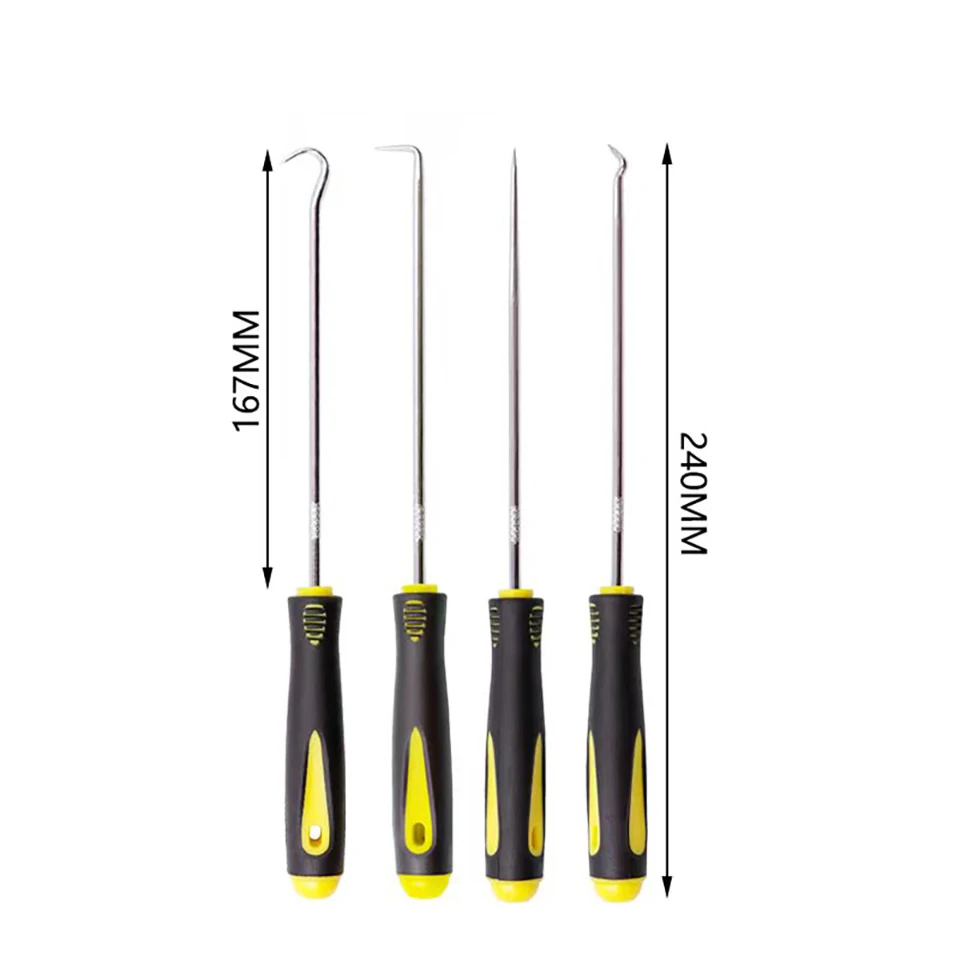 4pcs Pick and Hook Set Car Auto Oil Seal/O-Ring Seal Gasket Pick Hook Puller Remover Tire Stone Cleaning Auto Maintenance Tools