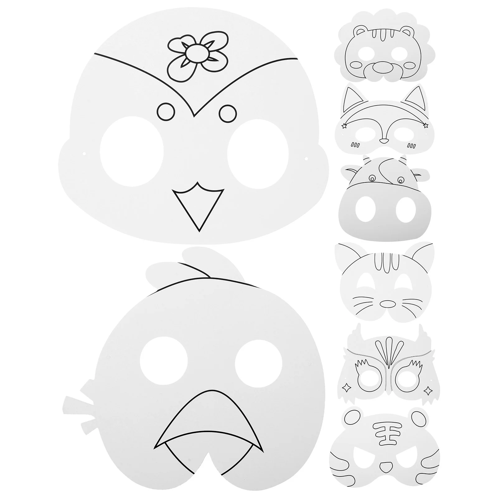 

Coloring Blank Mask Halloween Decorative DIY Plain Masks Paintable Masquerade Cartoon Face Paper White Child Prop