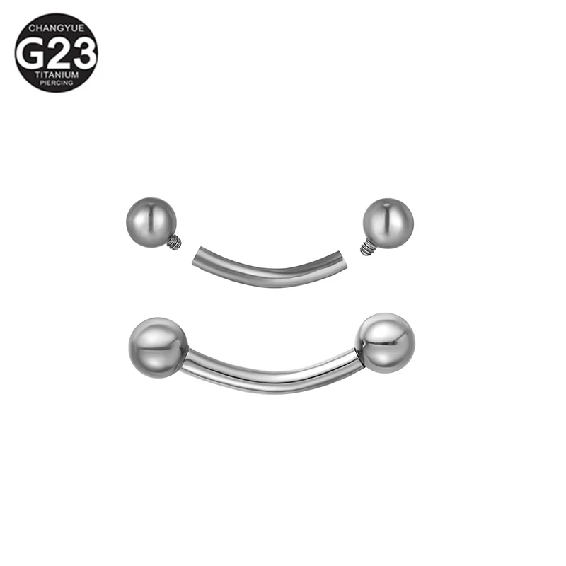 10PC Eyebrow Piercing G23 Titanium Banana Barbell 8/10/12mm Internally Threaded Lip Rings 3/4mm Ball Helix Rook Earrings Jewelry