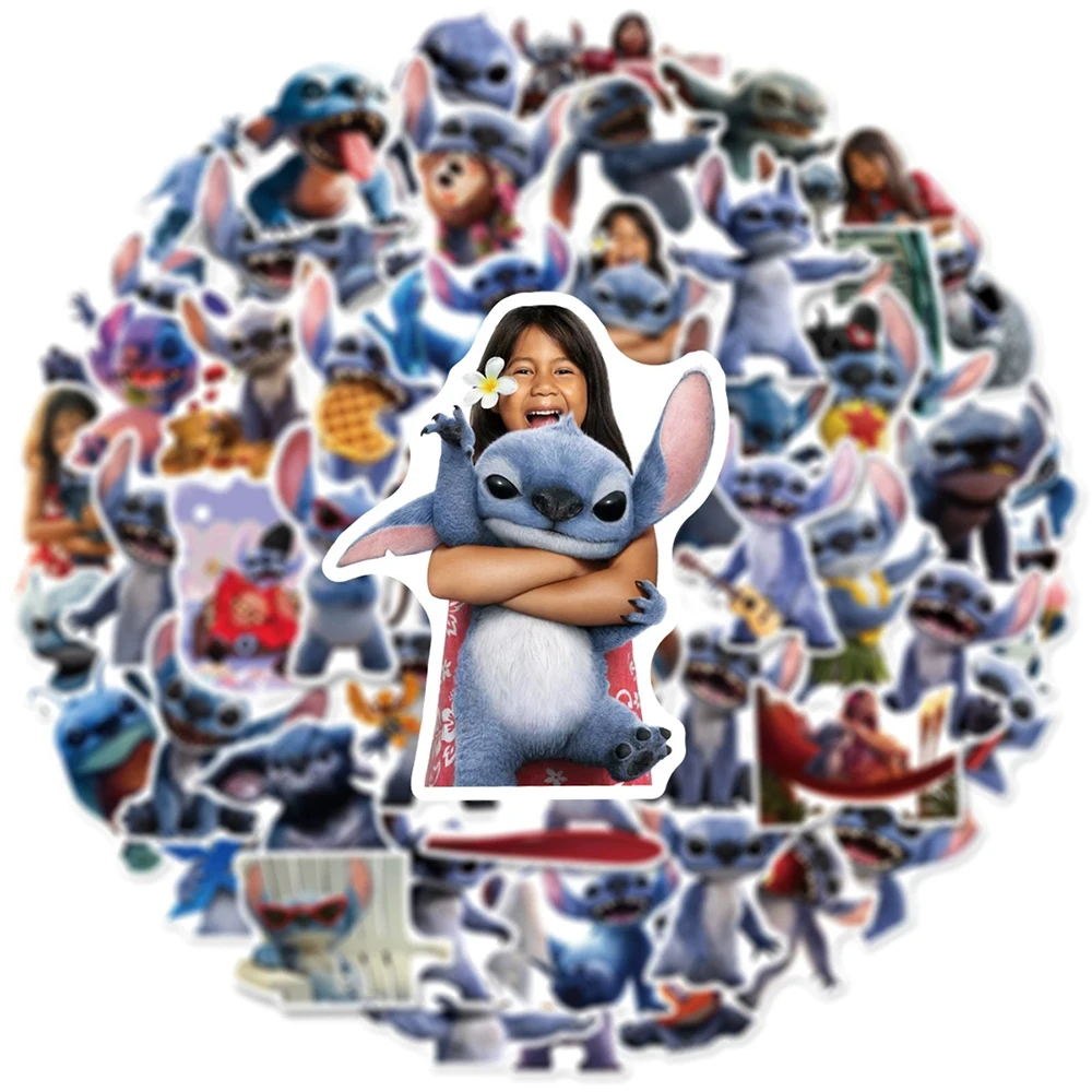 10/30/50 Uds. Pegatinas de películas de Disney Lilo Stitch para niños, calcomanías, juguetes impermeables, bricolaje, teléfono portátil, paquetes de pegatinas de dibujos animados bonitos