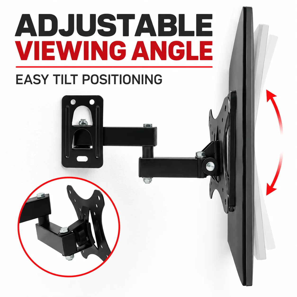 Matte Black TV Stand Mount for 10–27 Inch Televisions, Durable Heavy-Load Cold-Rolled Steel Support Base