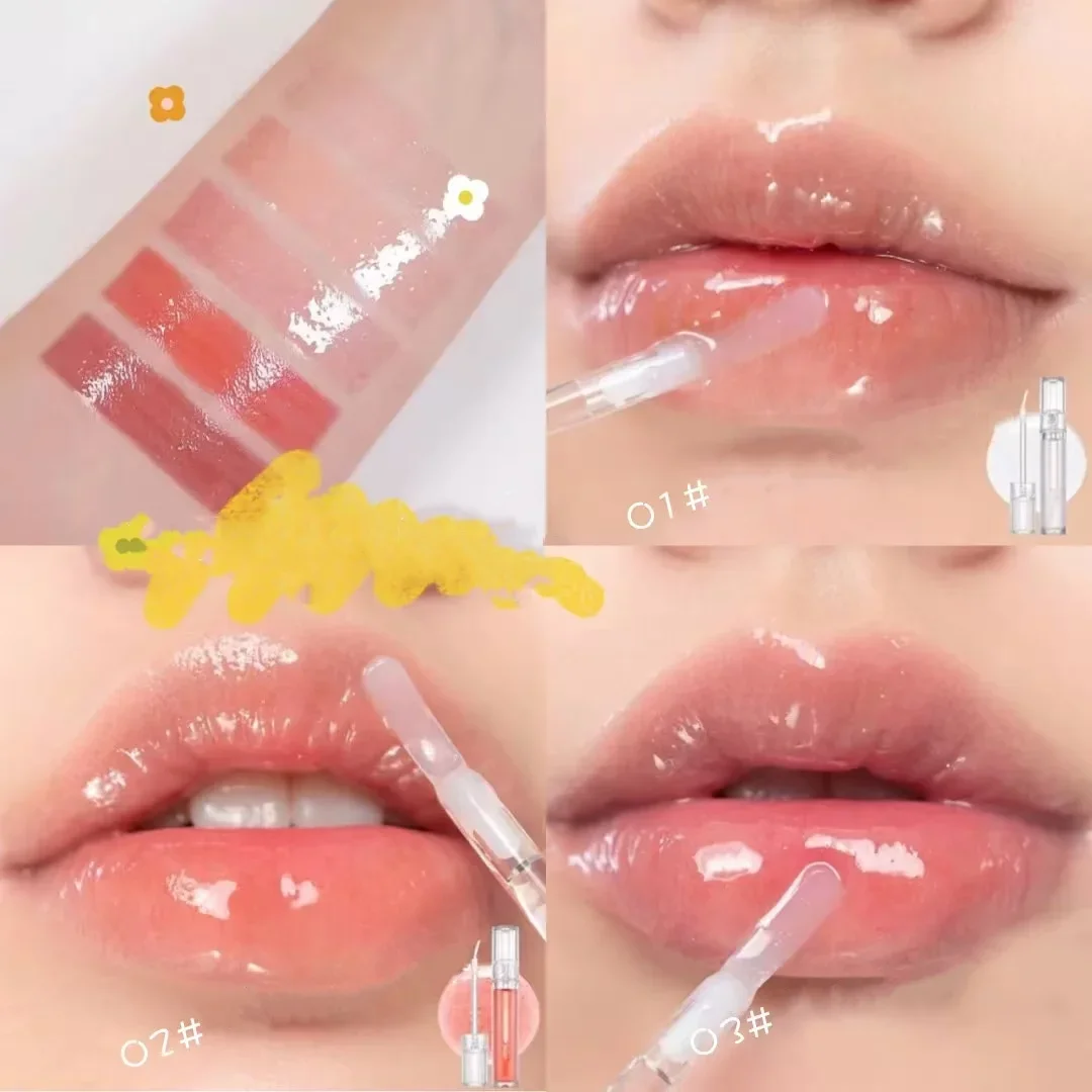 リップグロス 長持ち 保湿 簡単ハロー染色 防水ミラー 水ガラス リップグロス 透明カラー化粧品