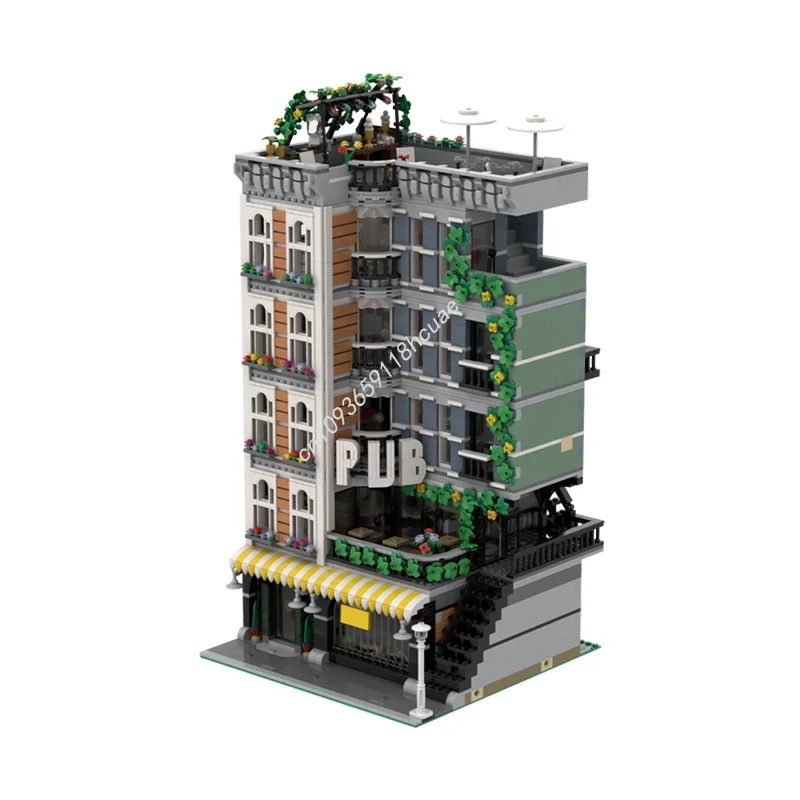 MOC Custom Modular Building PUB House Street View Model Building Block Diy Creative Assembly Educational Bricks Kid Gift Toys